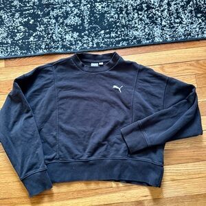 PUMA Black Cropped Pullover Crewneck Large Women's